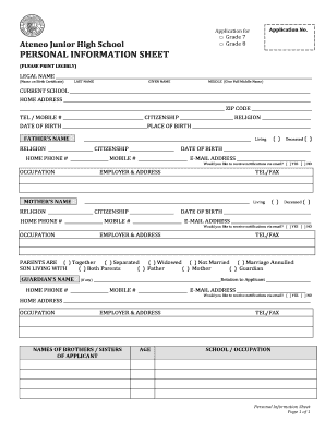 Daddy application form - pis form