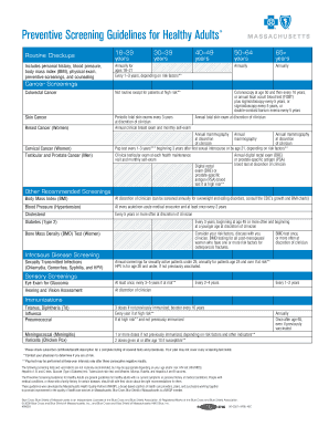 Fillable Online Preventive Screening Guidelines for Healthy Adults* Fax ...