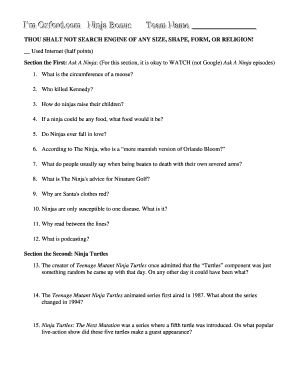 Ninja Trivia Quiz Form