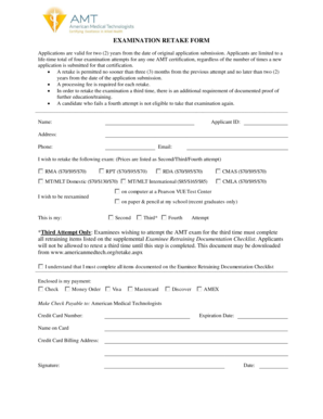 AMT Examination Retake Form