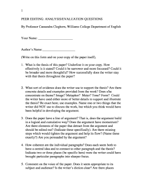 Peer Editing Analysis Form