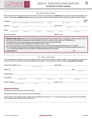 Teacher Evaluation Form