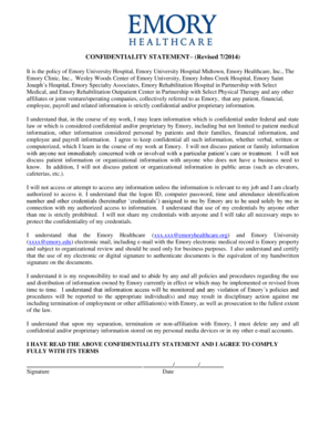 Emory Healthcare Confidentiality Statement