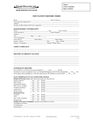 New Patient History Form