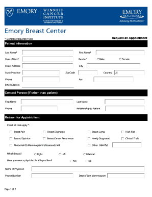 Emory Breast Center Appointment Request Form