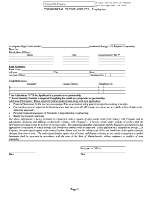 Commercial Credit Application