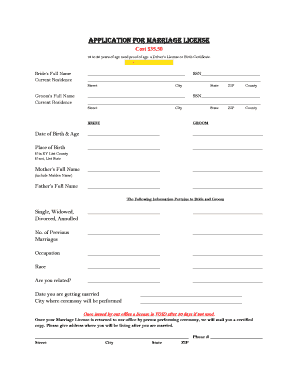 Marriage License Application