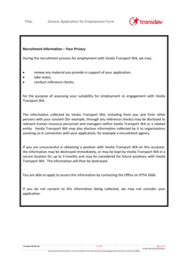 Generic Application for Employment Form