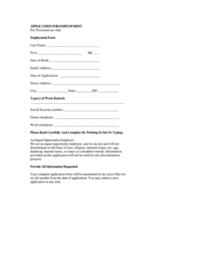 Employment Application Form