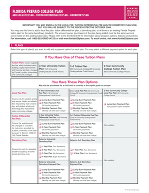 Florida Prepaid College Plan Add Local Fee Form