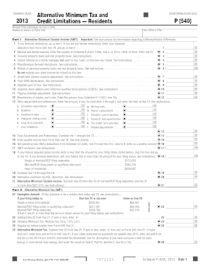 California Schedule P (540) 2013