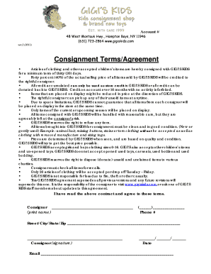 Consignment agreement form - GIGI'S KIDS