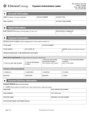 Authorization letter to process documents - Payment Authorization Letter Account Information