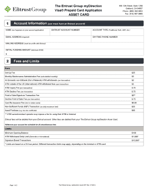 Entrust Group myDirection Visa Prepaid Card Application