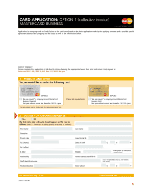 MasterCard Business Card Application