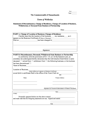 Massachusetts Business Certificate Change Form