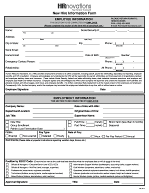 New Hire Information Form