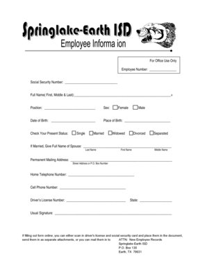 Springlake-Earth ISD Direct Deposit Authorization