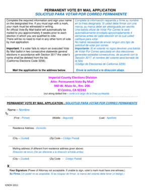 California Permanent Vote By Mail Application