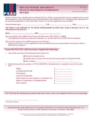 Head of Household Worksheet 2011