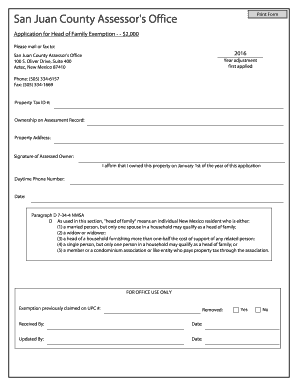 New Mexico Head of Family Exemption Application