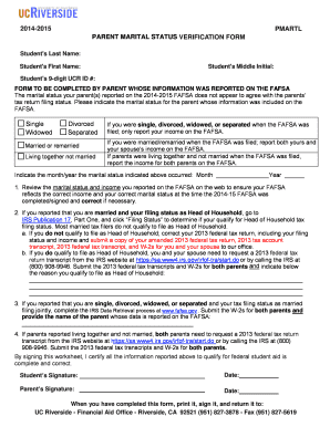 Parent Marital Status Verification Form