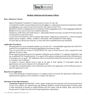 Resident Admission and Occupancy Policies