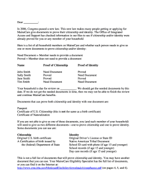 MaineCare Citizenship and Identity Verification Notice