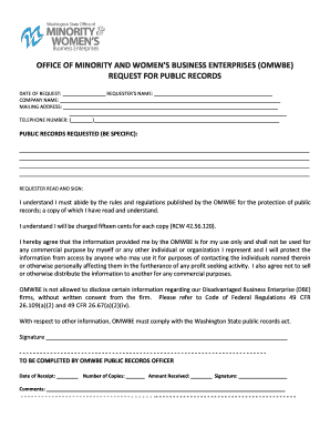 OMWBE Public Records Request Form