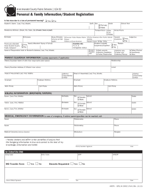 Anne Arundel County Student Registration Form