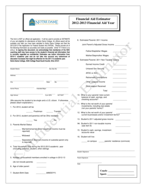 Financial Aid Estimator