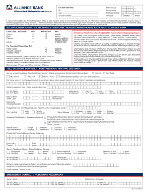 Alliance Bank Credit Card Application Form