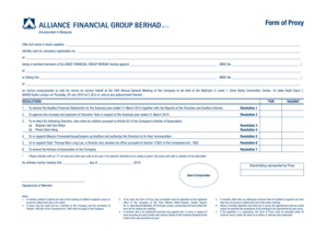 Malaysia Proxy Form for Annual General Meeting