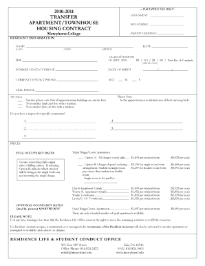 Mercyhurst College Housing Contract