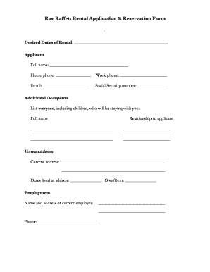 Rental Application & Reservation Form