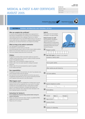 New Zealand Medical and Chest X-ray Certificate