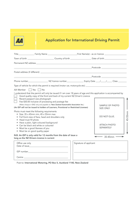 New Zealand International Driving Permit Application