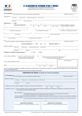 DÉCLARATION DE CESSION D’UN VÉHICULE