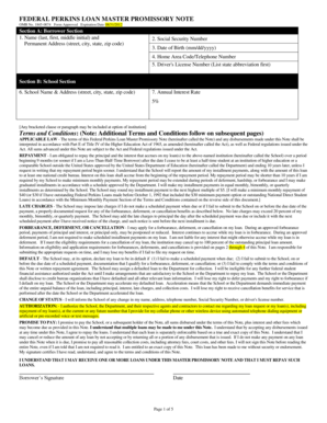 Federal Perkins Loan Master Promissory Note