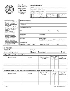 Florida Employment Application Form