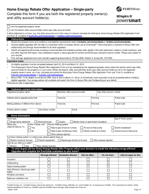 Home Energy Rebate Offer Application - Single-party - FortisBC