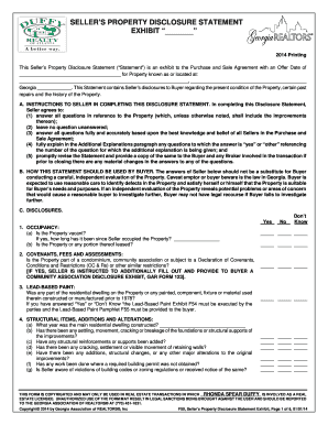 Georgia Seller’s Property Disclosure Statement