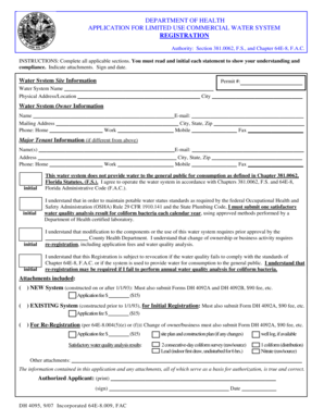 Florida Limited Use Commercial Water System Registration