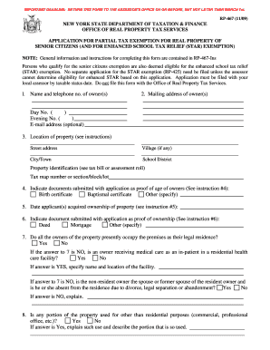 New York Senior Citizen Real Property Tax Exemption Application