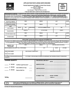 Florida Birth Record Application