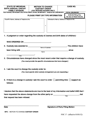 Motion to Change Custody Order