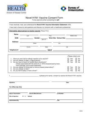 Novel H1N1 Vaccine Consent Form