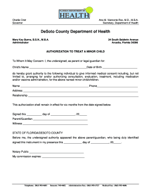 Authorization to Treat a Minor Child