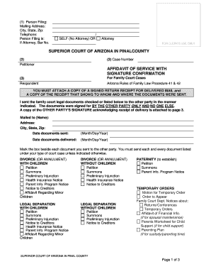 Arizona Affidavit of Service with Signature Confirmation
