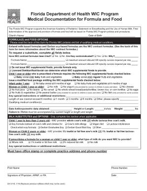Florida WIC Formula and Food Request Form